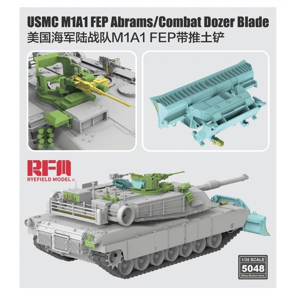 Lame de bulldozer de combat M1A1 FEP Abrams, modèle Rye Field 5048, USMC, échelle 1/35 – image 2