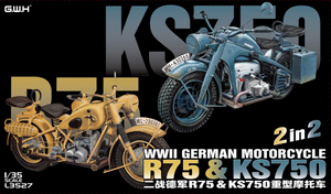Great Wall Hobby L3527 WWII German Motorcycle R75 &amp;amp; KS750 2 in 2 1/35
