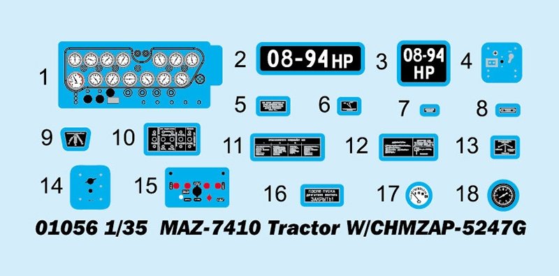 Tracteur Trumpeter 01056 MAZ-7410 avec CHMZAP-5247G 1/35 – image 3
