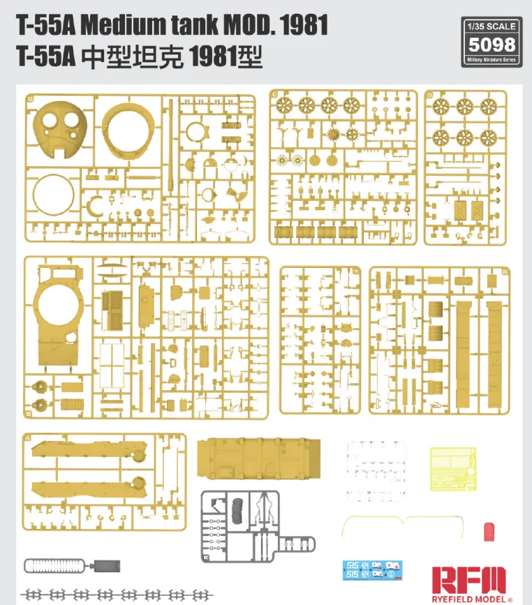 Rye Field Model 5098 T-55A Medium Tank Mod. 1981 with workable track links 1/35 – imagen 7