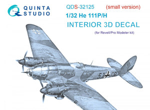 Intérieur imprimé en 3D et coloré sur papier décalcomanie (Revell/ProModeler) (petite version) Quinta Studio QDS-32125 He 111 P/H 1/32