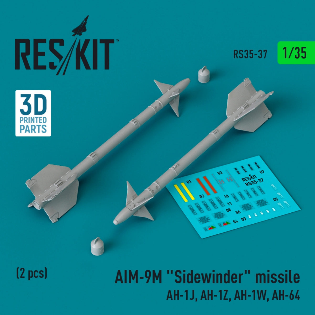 RESKIT RS35-0037 AIM-9M "Sidewinder" missile (2 pcs) (3D Printed) 1/35