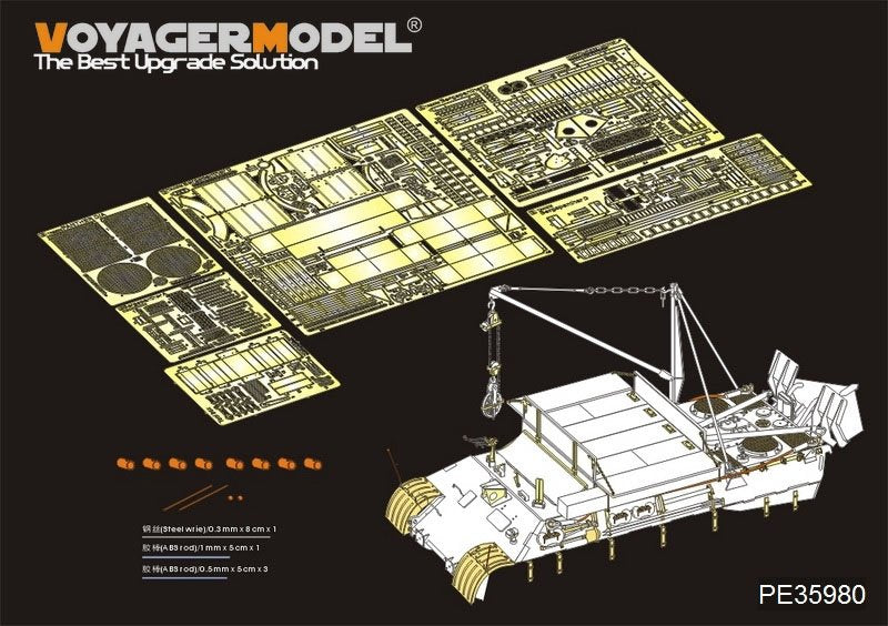 Maquette Voyager PE35980 Bergepanther Ausf.A allemand de la Seconde Guerre mondiale (type tardif, porte-outils Panther G) - Base pour TAKOM 2101 au 1/35
