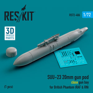 RESKIT RS72-0486 SUU-23 20mm gun pod (close gun bay) for British Phantom (RAF &amp;amp; RN) (1 pcs) (3D Printed) 1/72 – immagine 2