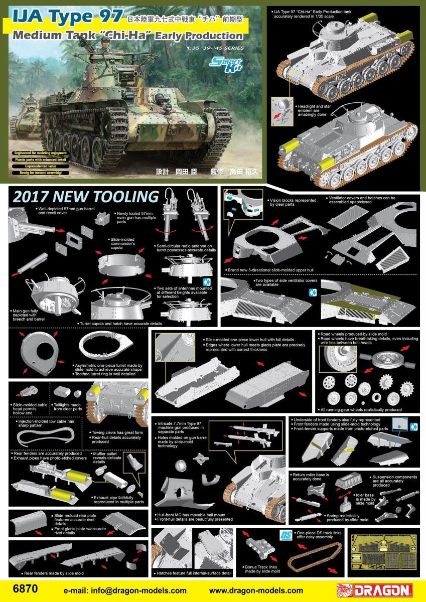 Dragon 6870 IJA Type 97 Medium Tank Chi-Ha Early Production (Smart Kit) 1/35 – Bild 2