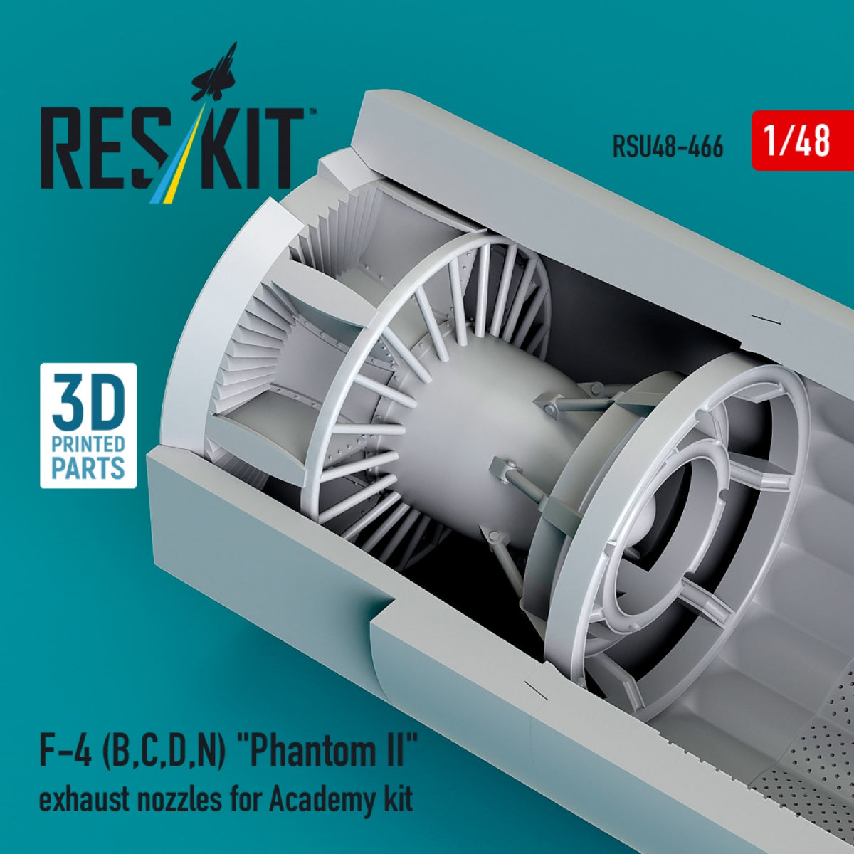 RESKIT RSU48-0466 F-4 (B, C, D, N) "Phantom II" exhaust nozzles for Academy kit (3D Printed) 1/48