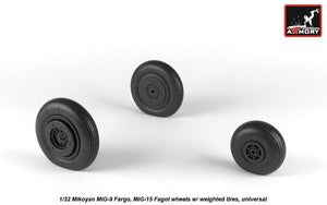 Armory Models AW32013 Mikoyan MiG-9 Fargo / MiG-15 Fagot (early) wheels w/ weighted tires 1/32 – Bild 2