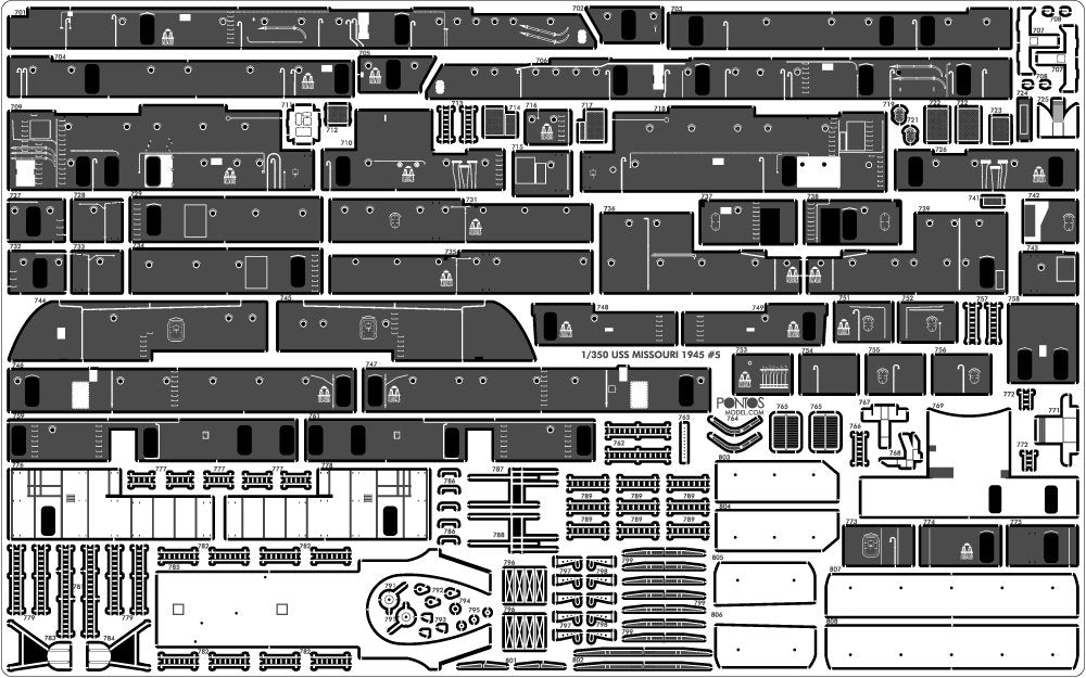 Pontos 35026FN USS BB-63 Missouri 1945 Detail Up Set (Teak tone stained wooden deck) 1/350 – image 17
