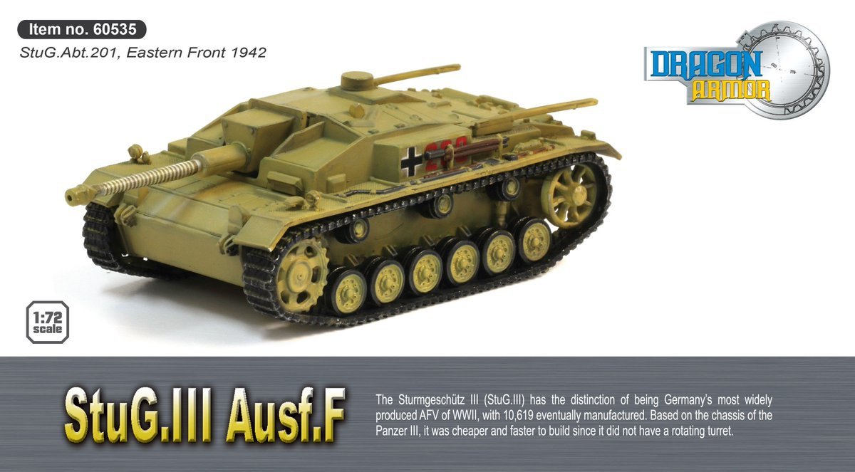 Dragon 60535 Sd.Kfz.142 StuG III F Modèle d&amp;#39;affichage Armée allemande StuG.Abt.201, Front de l&amp;#39;Est, 1942 1/72