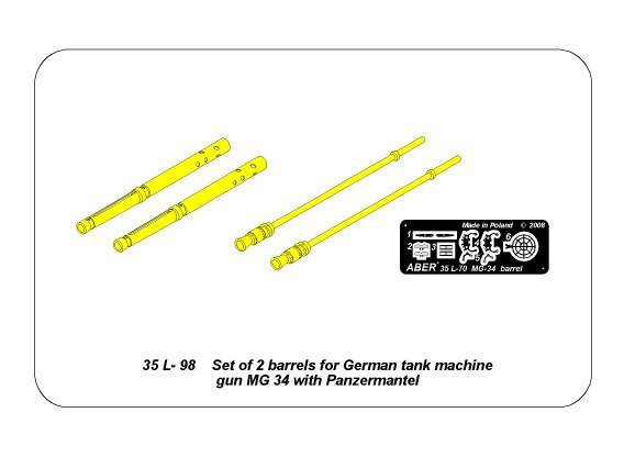 Aber 35L-098 Set of 2 barrels for German tank machine gun MG 34 with Panzermantel 1/35 – immagine 8