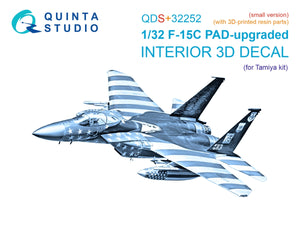 Quinta Studio QDS+32252 F-15C PAD amélioré, intérieur imprimé en 3D et coloré sur papier décalcomanie (Tamiya) (petite version) (avec pièces en résine imprimées en 3D) 1/32