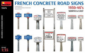 Miniart 35674 Panneaux de signalisation routière en béton français, années 1930-1940. Nord et Est, échelle 1/35