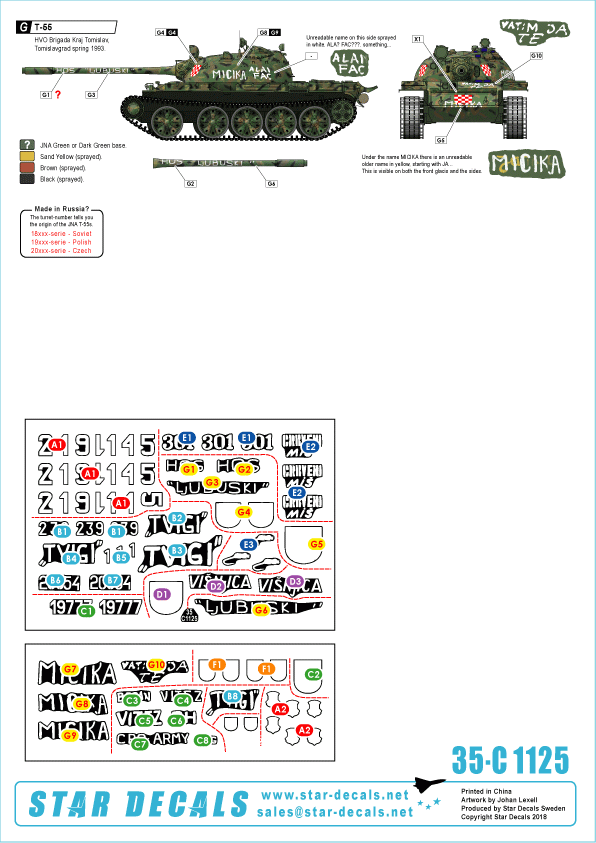Star Decals 35-C1125 HVO - Hrvatsko Vijece Obranie (Croate). T-55 et T-55A 1992-95 1/35 – image 2