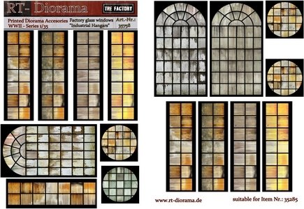RT-Diorama 35758 Printed Accessories: Factory glass windows "Industrial Hangars" 1/35