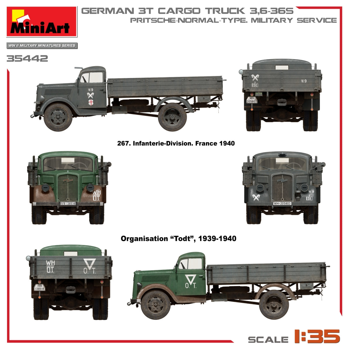 Miniart 35442 GERMAN 3T CARGO TRUCK 3,6-36S. PRITSCHE-NORMAL-TYPE. MILITARY SERVICE 1/35 – immagine 14