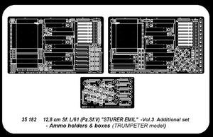 Aber 35182 German tank destroyer 12,8 cm Sf. L/61 (Pz.Sf.V) Sturer Emil- vol. 3 - additional set - ammo holders and boxes 1/35 – zdjęcie 5