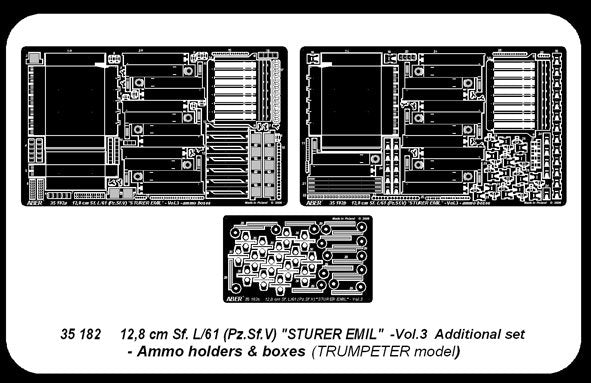Aber 35182 German tank destroyer 12,8 cm Sf. L/61 (Pz.Sf.V) Sturer Emil- vol. 3 - additional set - ammo holders and boxes 1/35 – zdjęcie 5