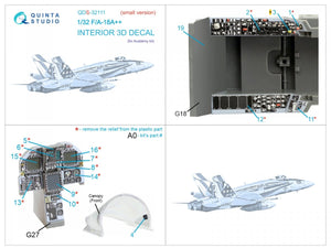 Quinta Studio QDS-32111 F/A-18A++ 3D-Printed &amp;amp; coloured Interior on decal paper (Academy) (Small version) 1/32 – zdjęcie 5