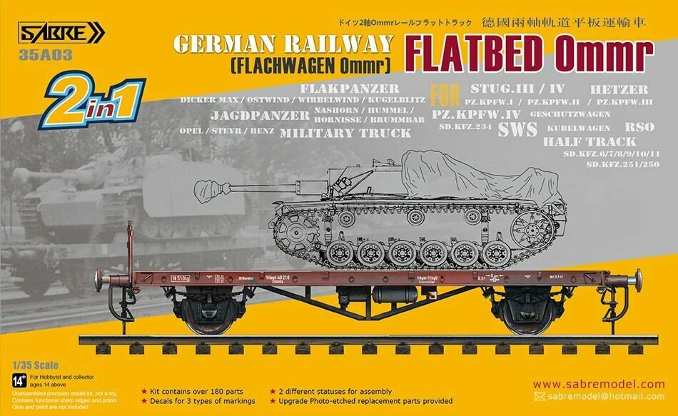 Saber 35A03 German Railway Flatbed Ommr 1/35