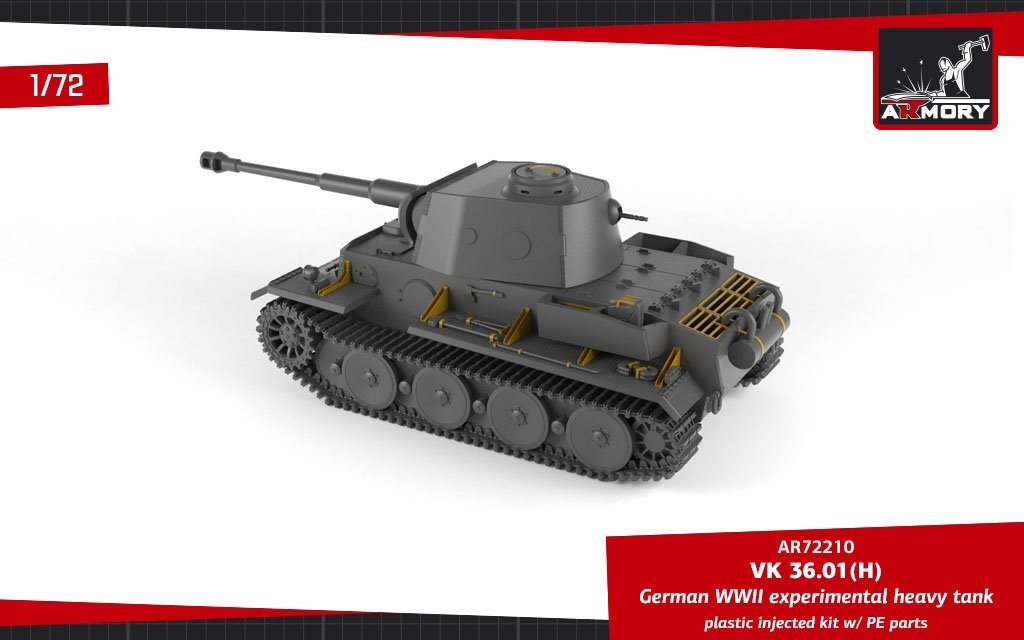Armory Models 72210 VK 36.01(H) Char lourd expérimental allemand de la Seconde Guerre mondiale, échelle 1/72 – image 4