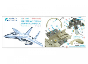Quinta Studio QDS-32157 F-15C Late/F-15J late 3D-Printed &amp;amp; coloured Interior on decal paper (Tamiya) (small version) 1/32 – immagine 12