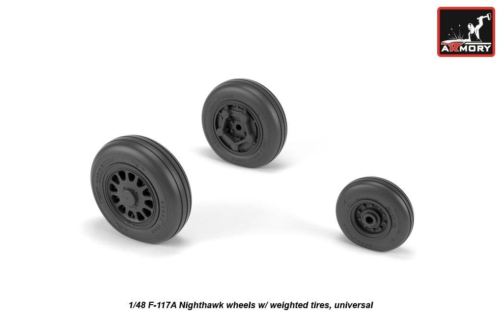 Armory Models AW48322 F-117A Nighthawk wheels w/ weighted tires 1/48
