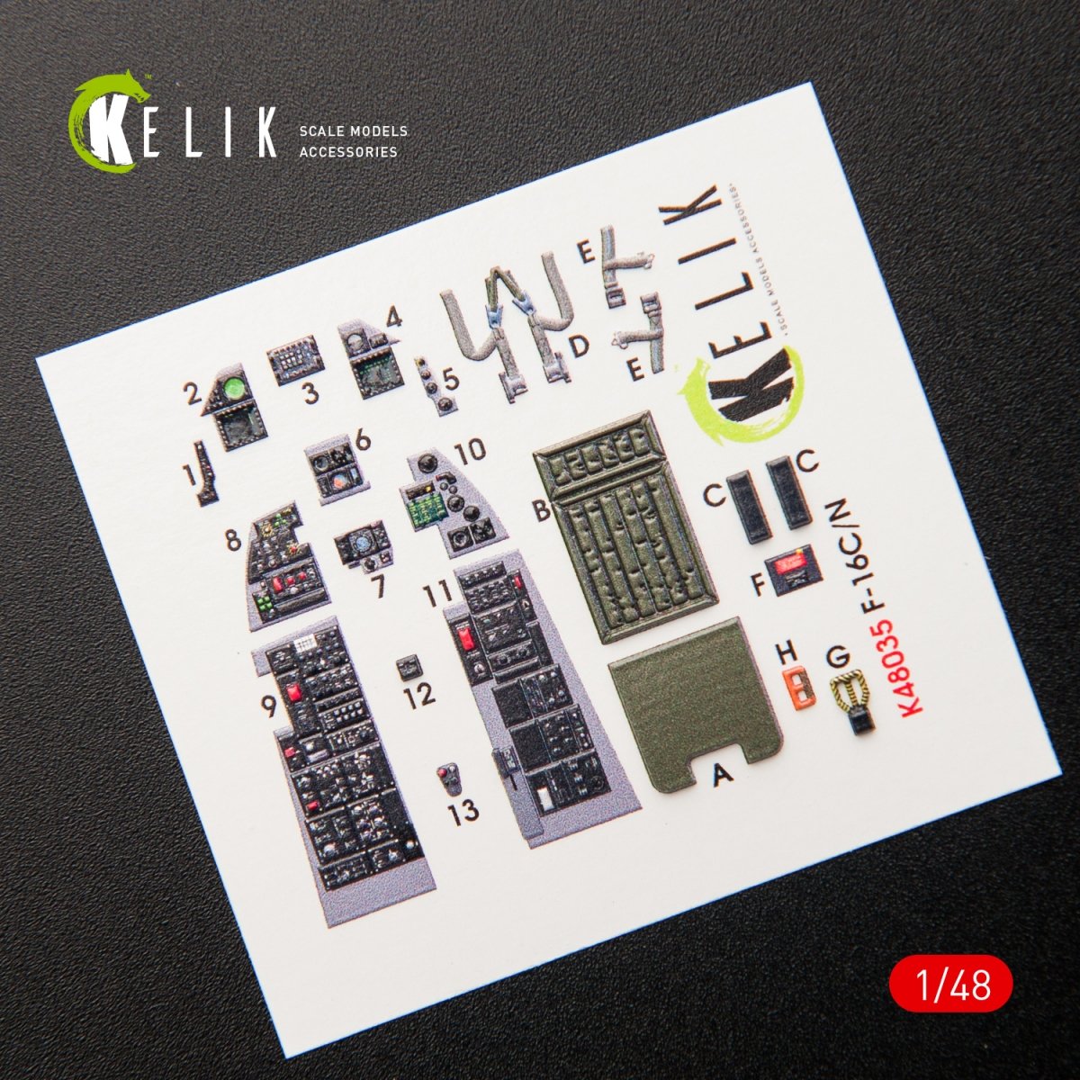 KELIK K48035 F-16CN &amp;quot;FIGHTING FALCON&amp;quot; INTERIOR 3D DECALS FOR TAMIYA KIT 1/48 – Bild 2