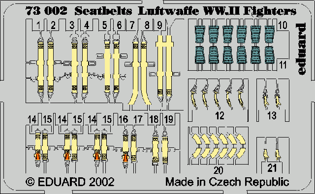Ceintures de sécurité Eduard 73002 pour avions de chasse de la Luftwaffe (Seconde Guerre mondiale) à l'échelle 1/72