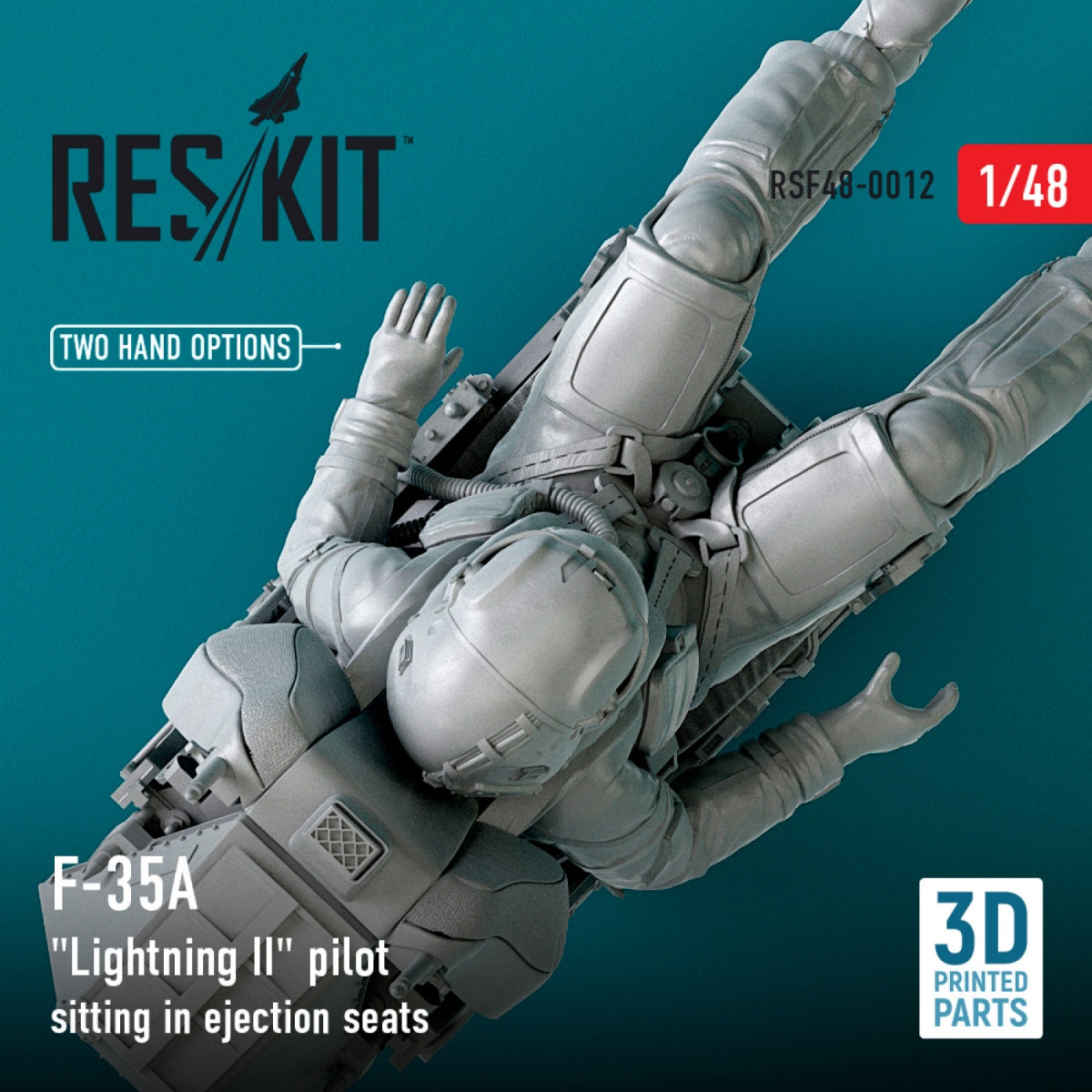 RESKIT RSF48-0012 F-35A &amp;quot;LIGHTNING II&amp;quot; PILOT SITTING IN LATE MODIFICATION EJECTION SEATS (TYPE 1) (3D PRINTED) 1/48 – immagine 2