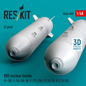 RESKIT RS48-0590 B83 nuclear bombs (2 pcs) (F-15E, F-16, F/A-18, F-111, FB-111, B-1B, B-2, B-52) (3D Printed) 1/48