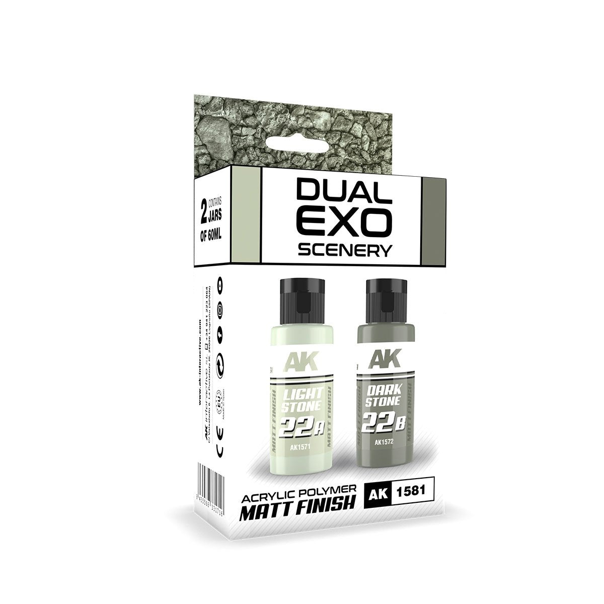 AK Interactive AK1581 DUAL EXO SCENERY SET 22 – 22A LIGHT STONE &amp; 22B DARK STONE