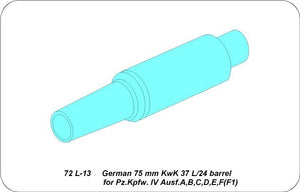 Aber 72L-13 Lufa 75mm KwK 37 L/24 do czołgu Panzer IV Ausf.A,B,C,D,E,F1 / German 75mm KwK 37 L/24 barrel for Pz.Kpfw. IV. Ausf. A,B,C,D,E,F(F1) 1/72 – Bild 3