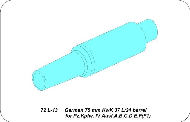 Aber 72L-13 Lufa 75mm KwK 37 L/24 do czołgu Panzer IV Ausf.A,B,C,D,E,F1 / German 75mm KwK 37 L/24 barrel for Pz.Kpfw. IV. Ausf. A,B,C,D,E,F(F1) 1/72 – Bild 3