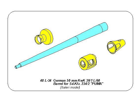 Aber 48L-34 Canon allemand 50mm KwK39/1 L/60 pour Sd.Kfz.234/2 &amp; PUMA (1/48)