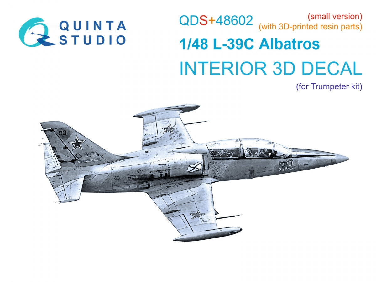 Quinta Studio QDS+48602 L-39C 3D-Printed &amp; coloured Interior on decal paper ( Trumpeter )( Small version )( with 3D-printed resin parts ) 1/48