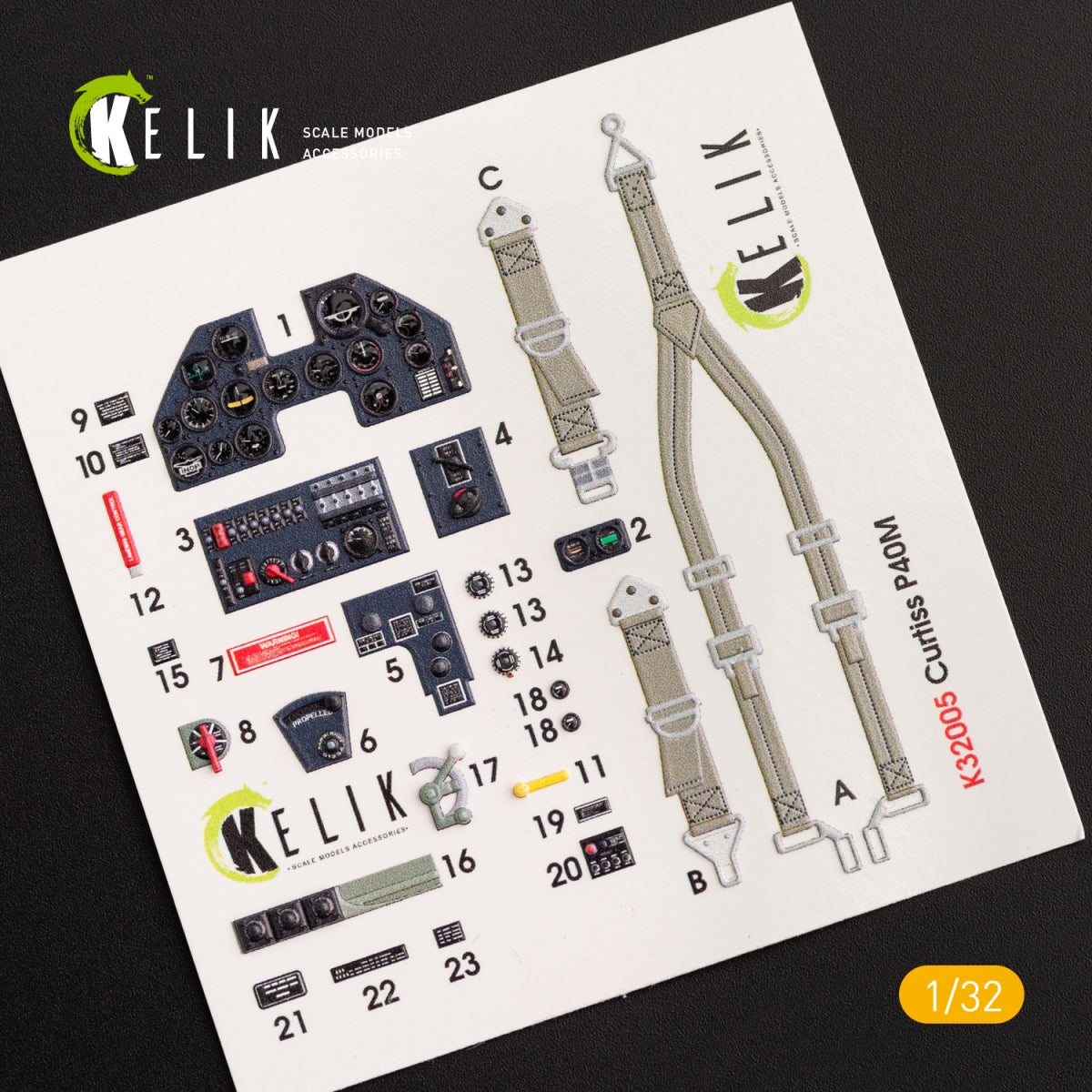 Décalcomanies 3D intérieures KELIK K32005 pour maquette Trumpeter au 1/32 – image 2