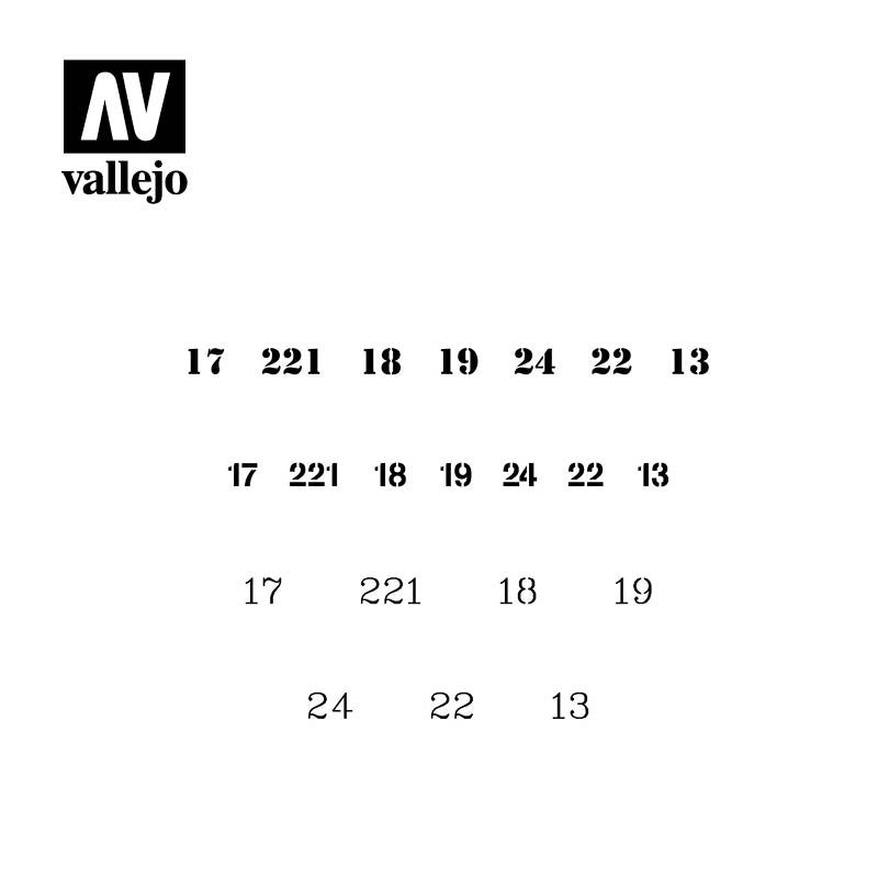 Vallejo ST-AFV003 Soviet Numbers WWII Stencil 1/35 – immagine 2