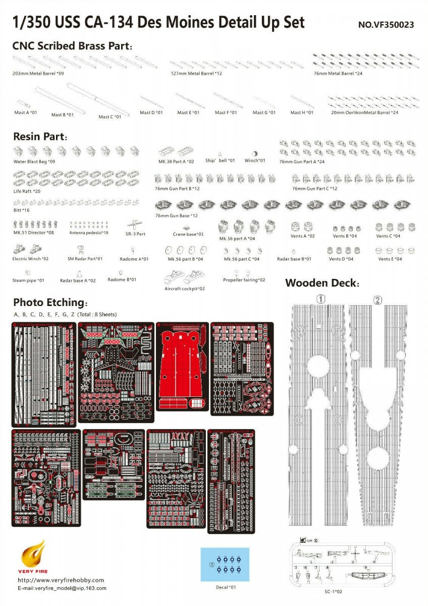 Very Fire VF350023 USS Des Moines CA-134 Super Detail Set 1/350 – Bild 2