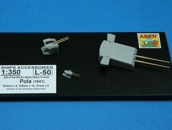 Aber 350L-50 Set of barrels 203mm x 8; 100mm x 16, 37mm x 8 for Italian Navy Pola class heavy crusies 1/350 – Bild 3