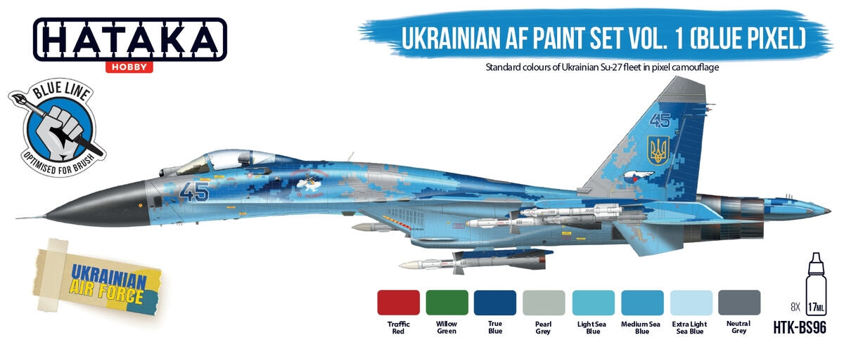 Hataka HTK-BS96 Ukrainian AF Paint Set Vol. 1 Blue Pixel (6x17ml)