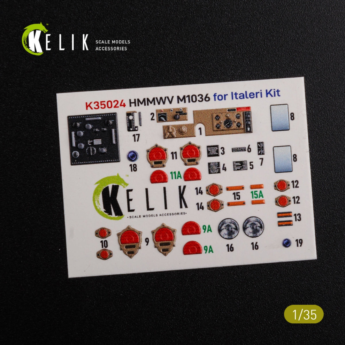 KELIK K35024 HUMVEE HMMWV M1036 avec TOW, version désert, décalcomanies 3D pour intérieur de maquette Italeri au 1/35 – image 2