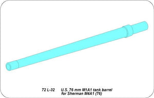 Aber 72L-32 Lufa 76mm do czołgu Sherman M4A1 (76) / U.S. 76 mm M1A1 tank barrel for Sherman M4A1 (76) 1/72 – immagine 6