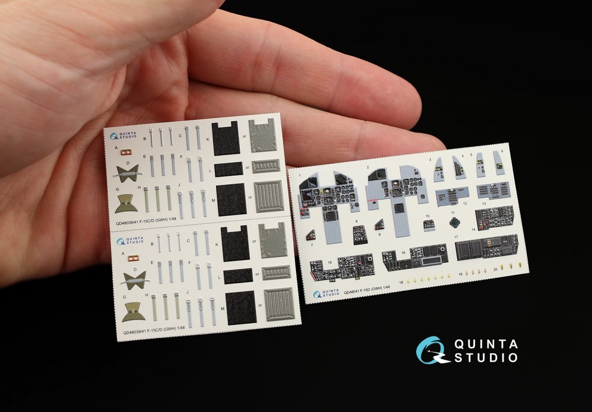 Quinta Studio QD48041 F-15D 3D-Printed &amp;amp; coloured Interior on decal paper (for GWH kit) 1/48 – immagine 8