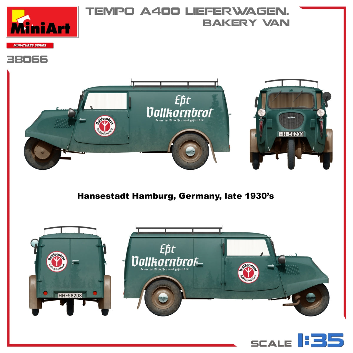 MiniArt 38066 TEMPO A400 LIEFERWAGEN. BAKERY VAN 1/35 – immagine 3