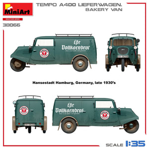 MiniArt 38066 TEMPO A400 LIEFERWAGEN. BAKERY VAN 1/35 – immagine 3