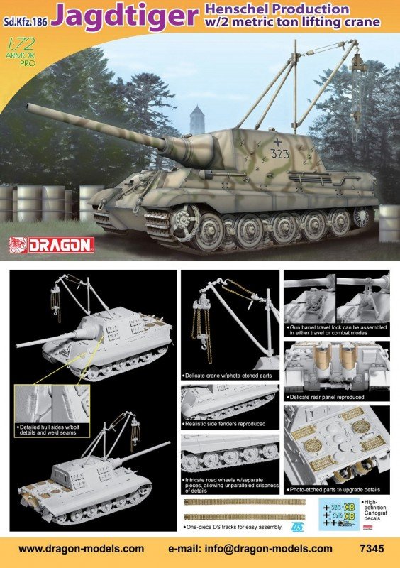 Dragon 7345 Jagdtiger /Henschel w. Crane 1/72 – Bild 2