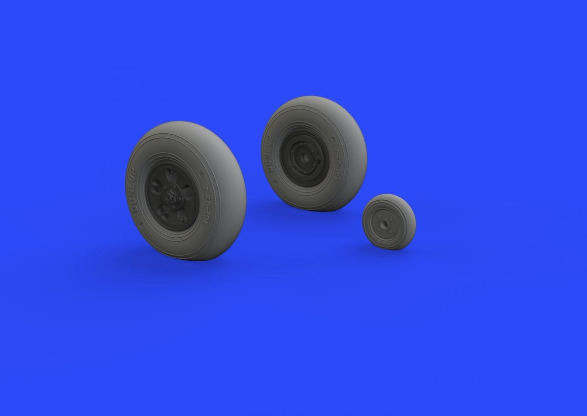 Eduard 632127 Spitfire Mk. IX wheels 5spoke w/ smooth tire TAMIYA 1/32 – immagine 2