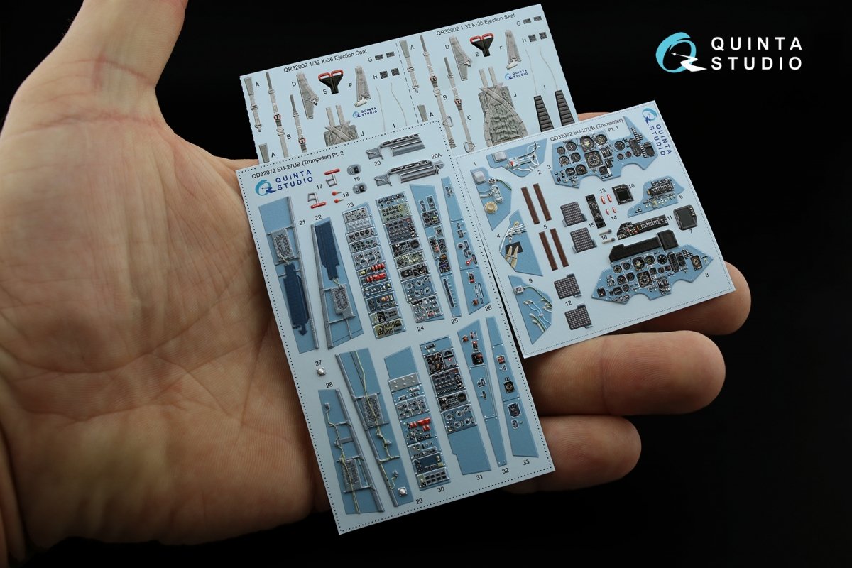 Quinta Studio QD32072 Su-27UB 3D-Printed &amp;amp; coloured Interior on decal paper (for Trumpeter kit) 1/32 – zdjęcie 2
