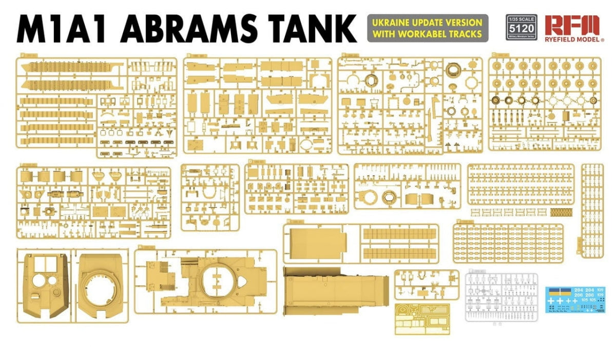 Rye Field Model 5120 M1A1 ABRAMS TANK Ukraine Update Version with Workable Tracks 1/35 – zdjęcie 3