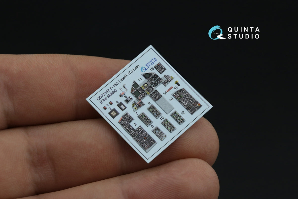 Intérieur imprimé en 3D et coloré sur papier décalcomanie Quinta Studio QD72187 F-15C Late/J Late (Fine Molds) à l&amp;#39;échelle 1/72 – image 7